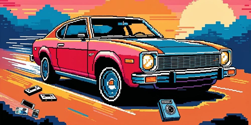 Keep Driving: Reviving First Car Nostalgia with Pixel Art Magic Logo